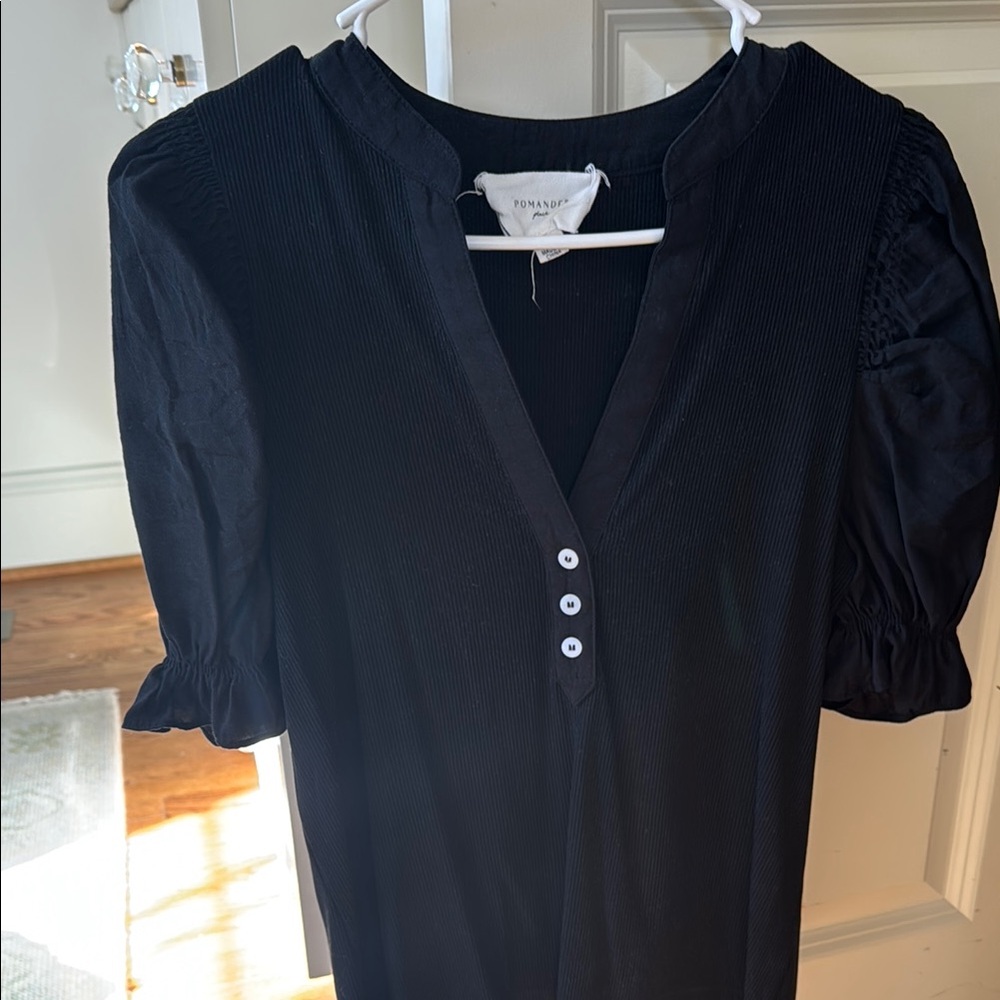 Black knit top (size small) navy leather (size medium) taupe eyelet (size small)